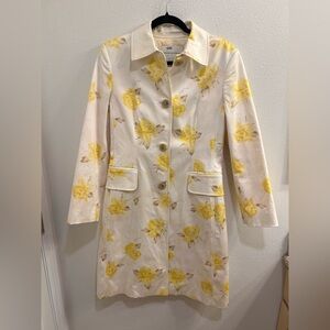 BANANA REPUBLIC Cream & Yellow ROSES Trench Coat Size M NWT $228